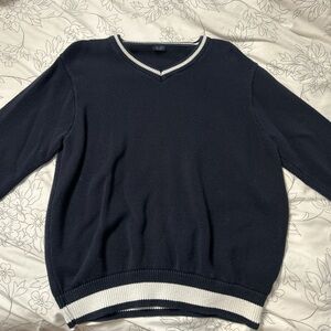 Womens Navy V-Neck Sweater